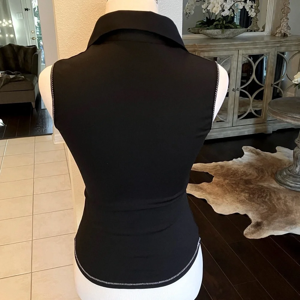 Vintage RAYURE Paris Black Top - Picture 3 of 14